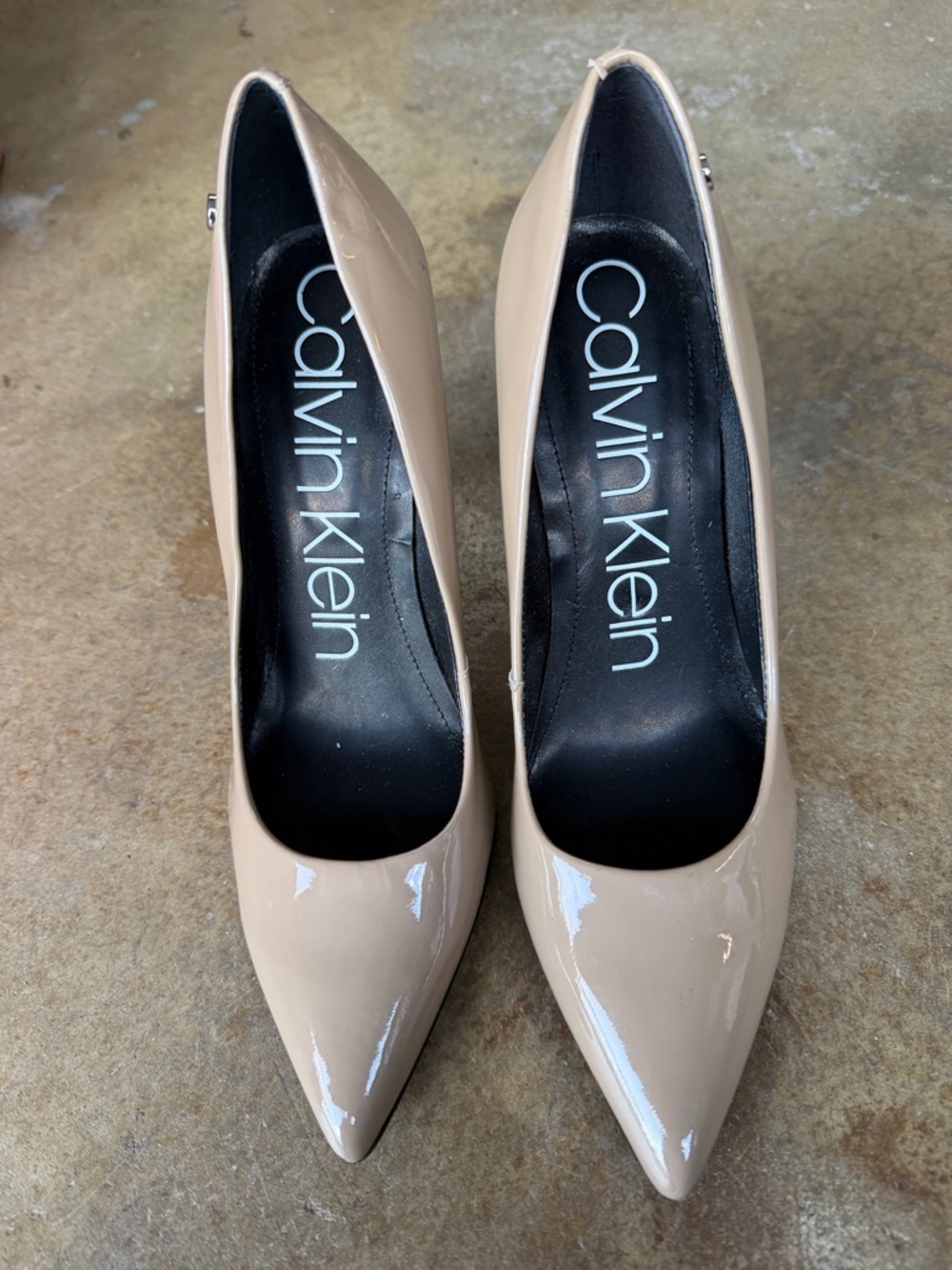 Calvin Klein Patent Nude Pointed-Toe Pumps